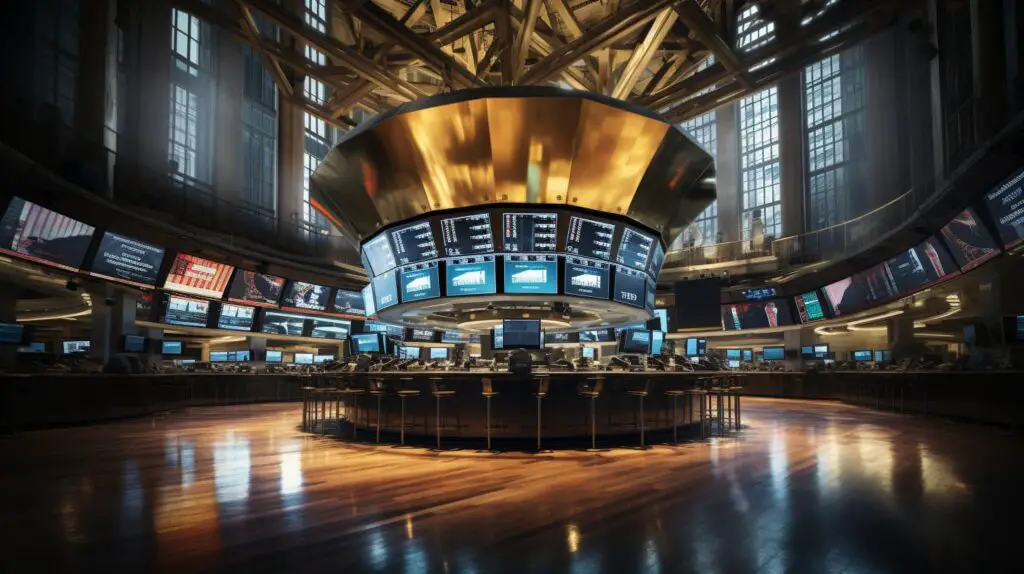 image of the NYSE stock market floor with day traders present