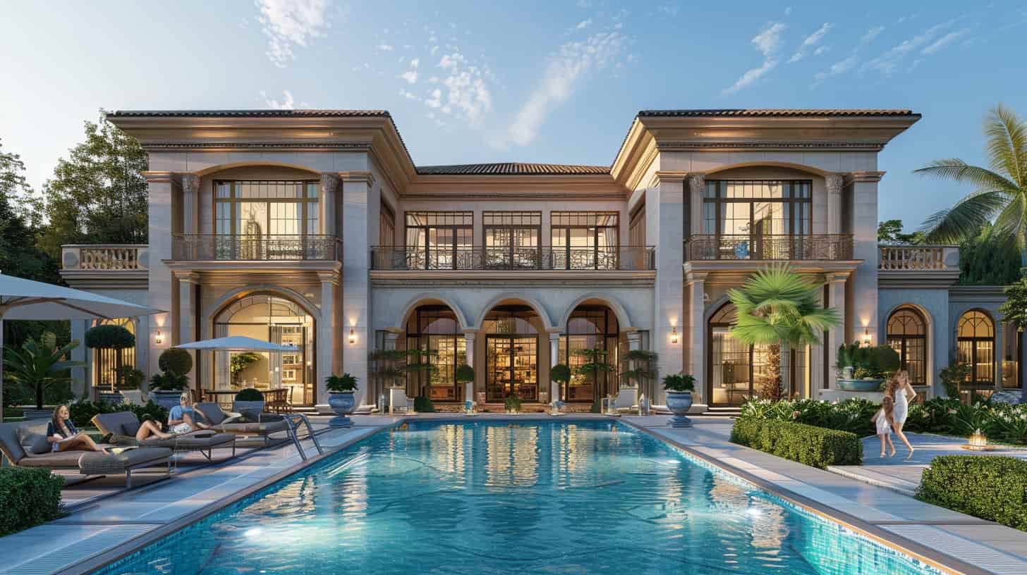 dividend income realty displayed with an image of a large home and swimming pool