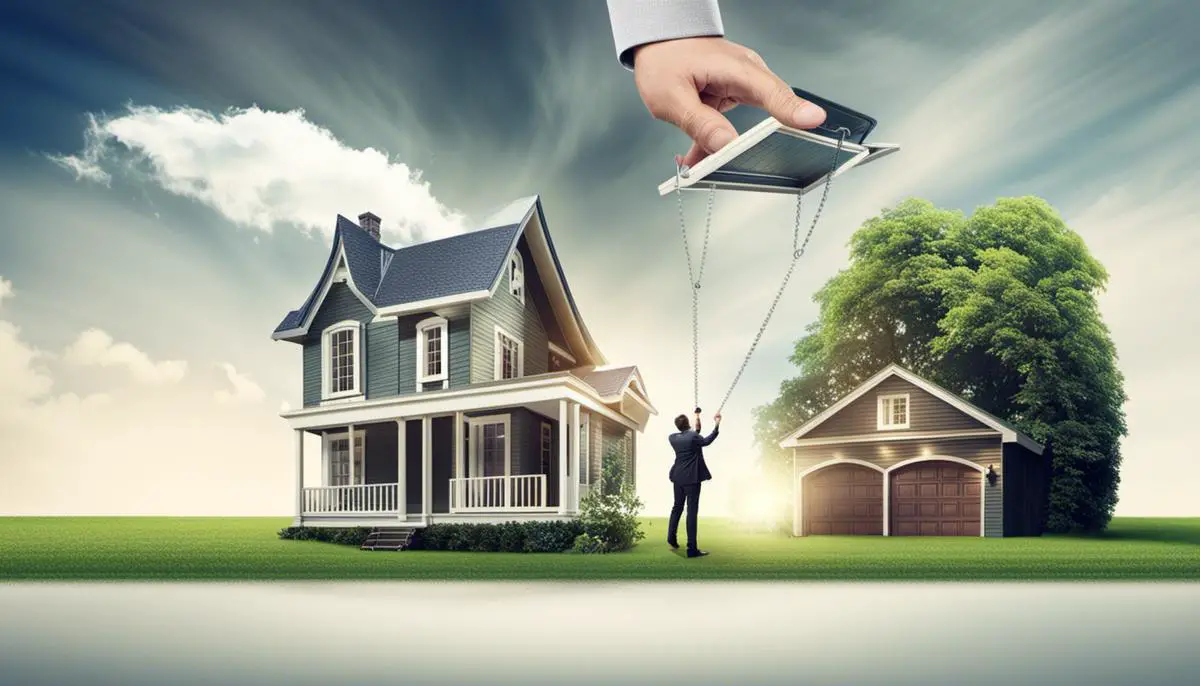 Image showing a person flipping a domain like a real estate property, representing the concept of domain flipping.
