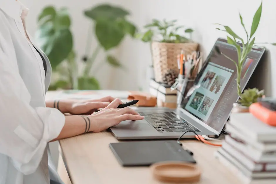 Image of a person working remotely as a virtual administrative assistant, highlighting the pros and cons of the job.