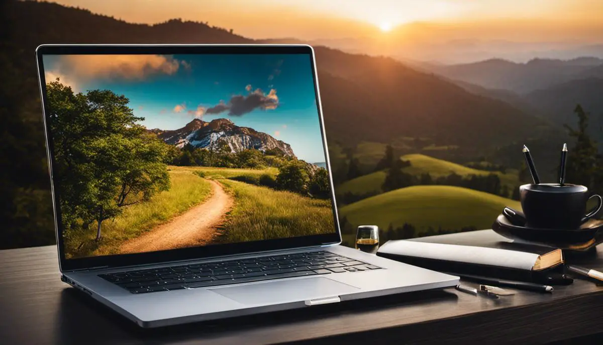 A landscape image showing a laptop and a pen on a desk, representing the online content writing career landscape