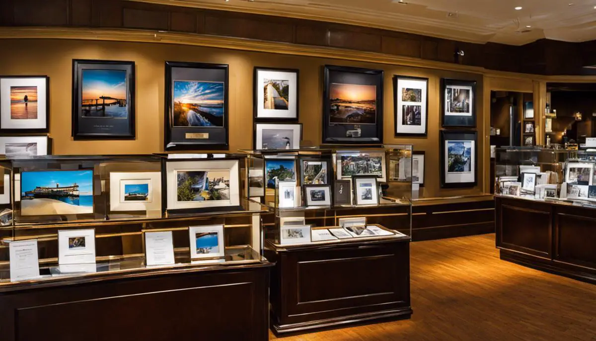 Image of merchandise featuring photography prints for sale