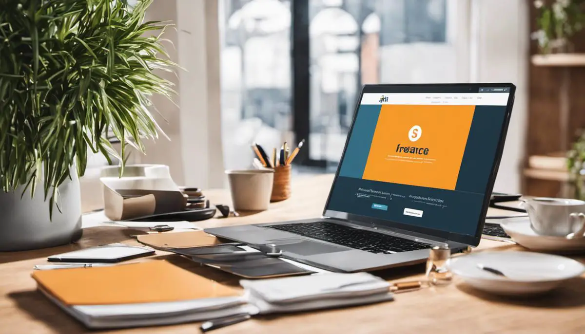 A person sitting at a desk with a laptop, representing freelance SEO services