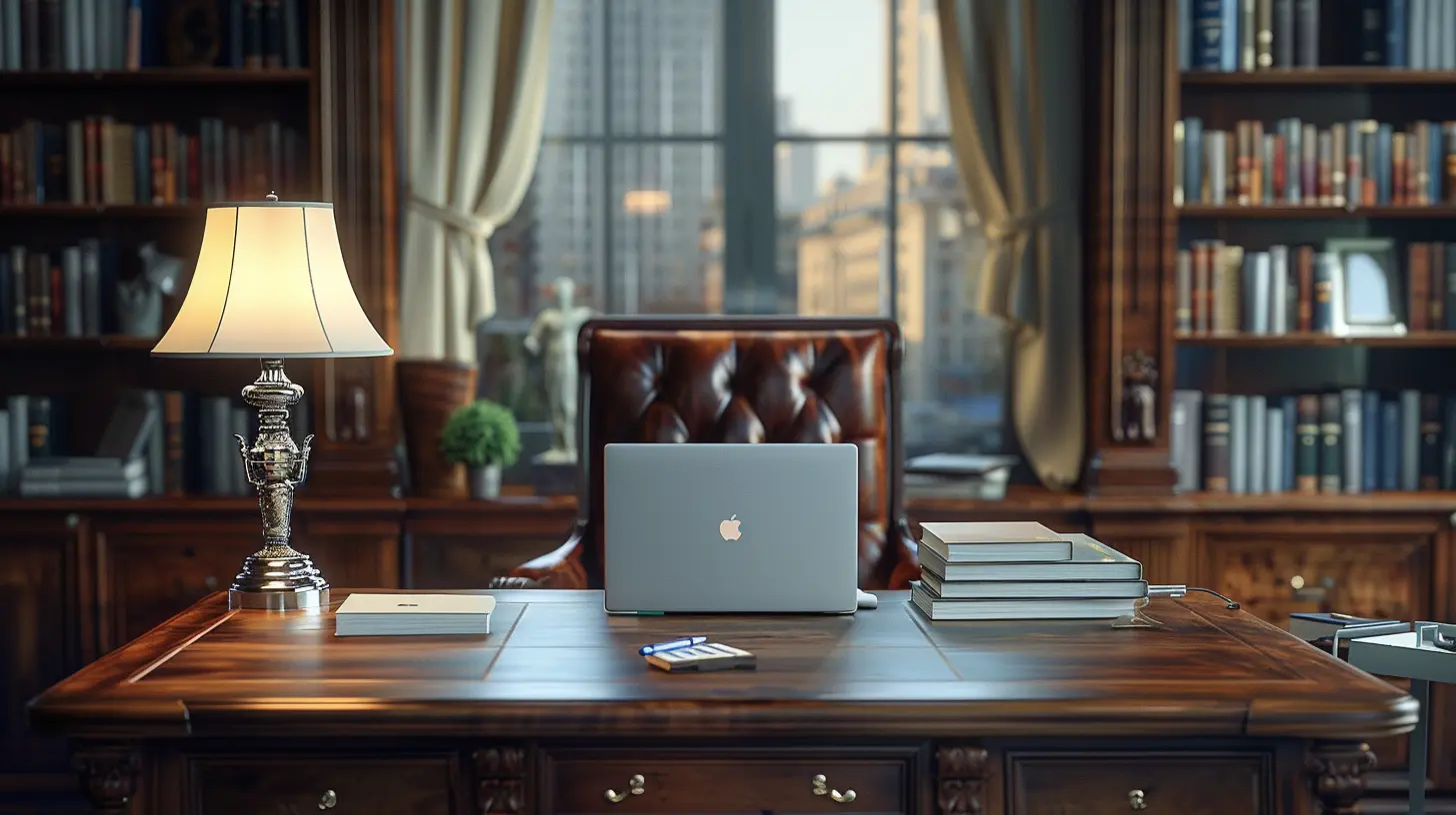 image of office where laptop has contently writing services listed