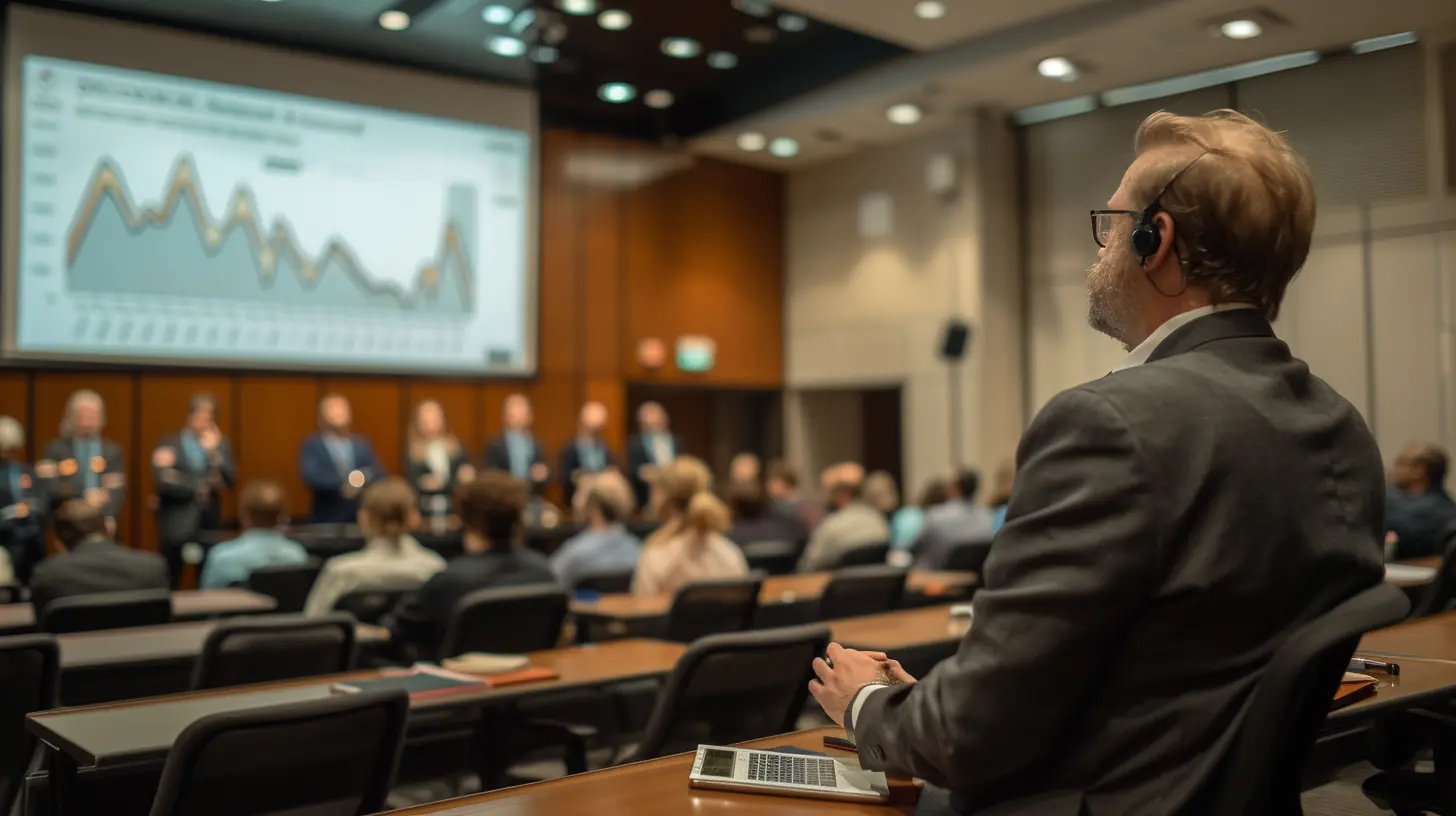 image of a man in seminar looking at tech dividend stocks