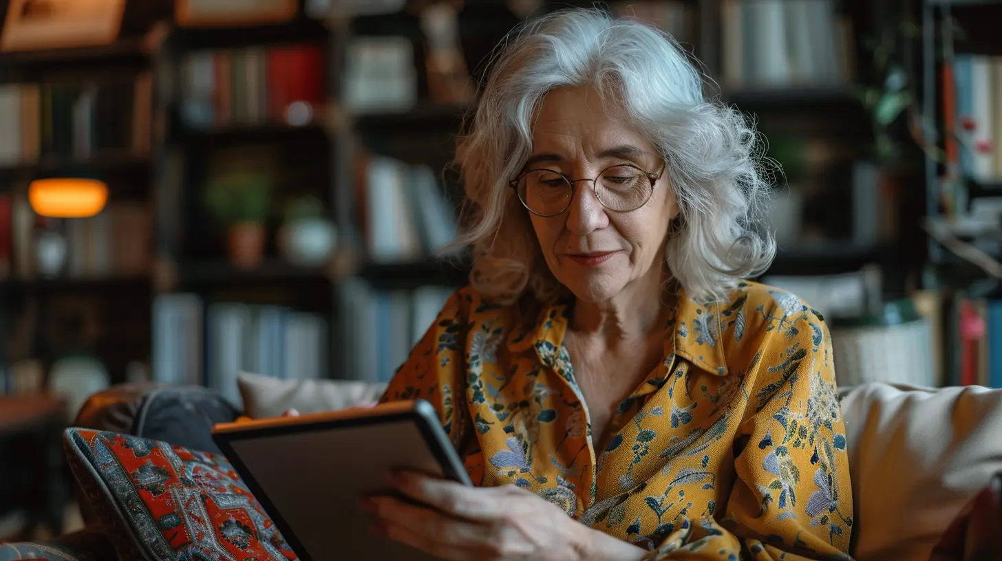 image of an older woman looking at her Roth IRA Dividends