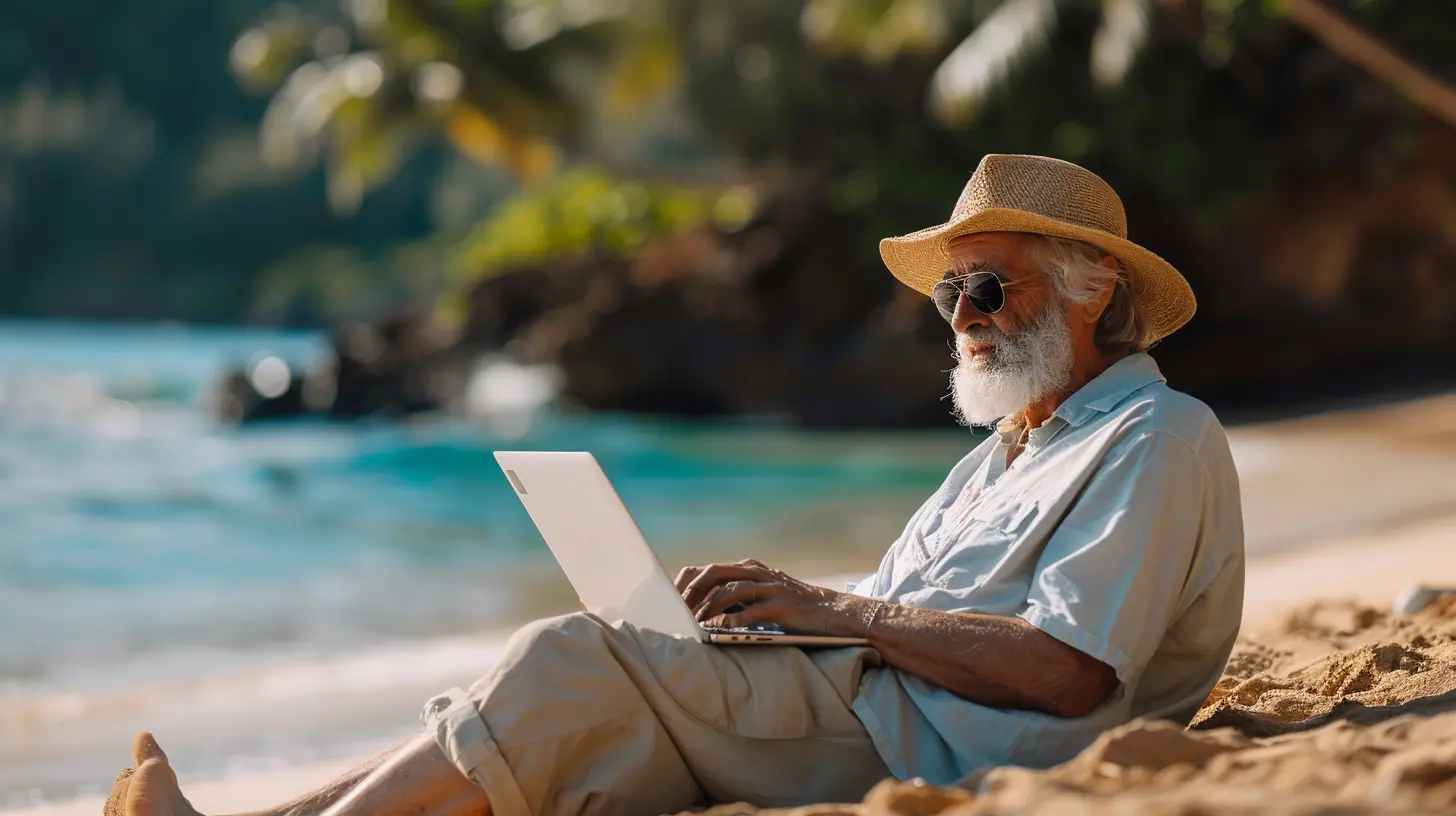 image of man on beach using dividend screeners
