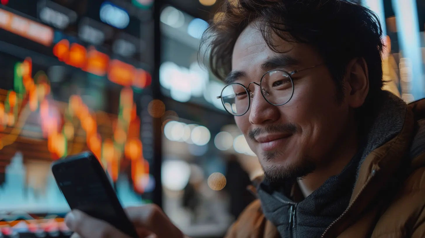 image of man looking on his cell phone at his dividend growth