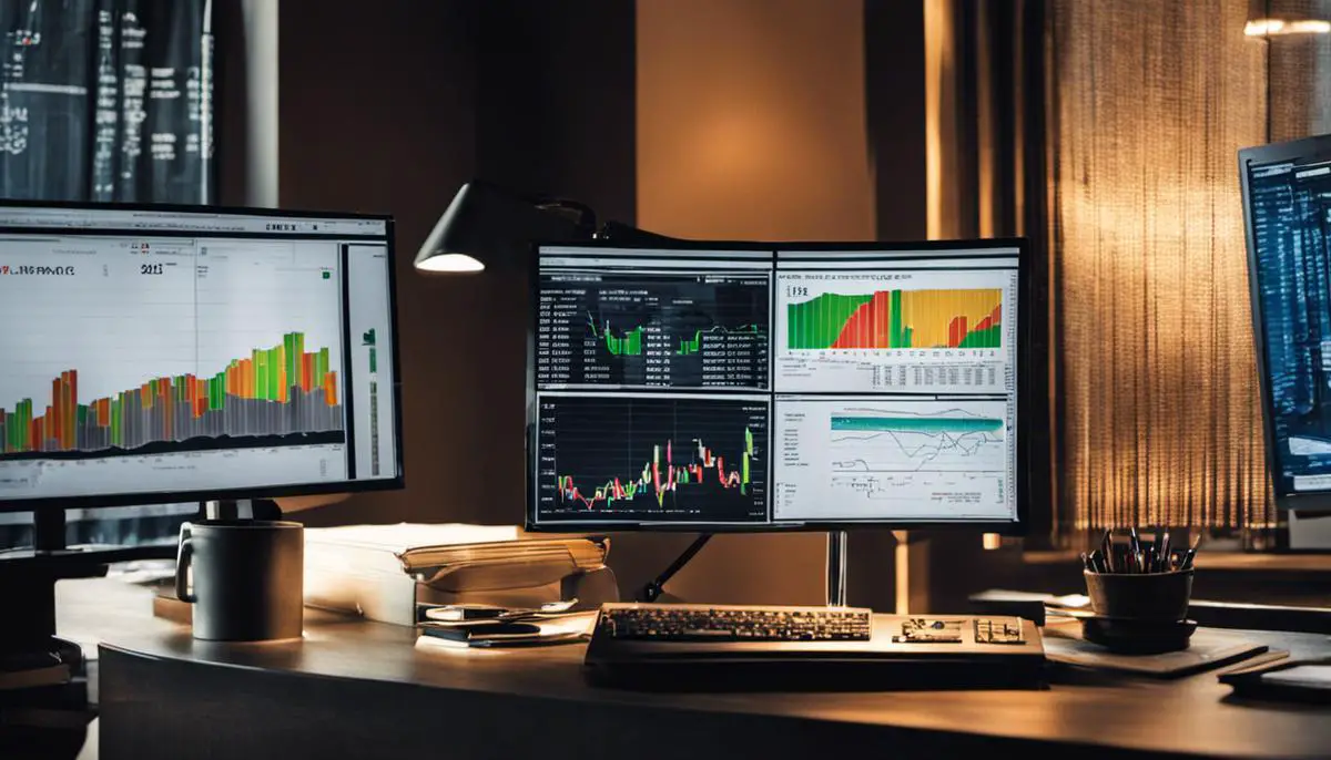 An image showing a person analyzing market trends on a computer