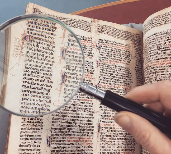 Image of a person reviewing a cover letter with a magnifying glass.