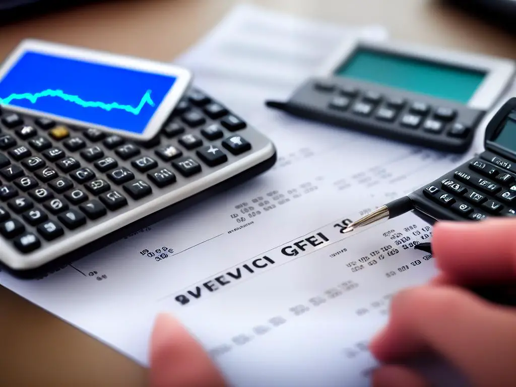 A variety of investment options including stock tickers, a bond graph, a calculator, a house, and a bar graph depicting investment growth