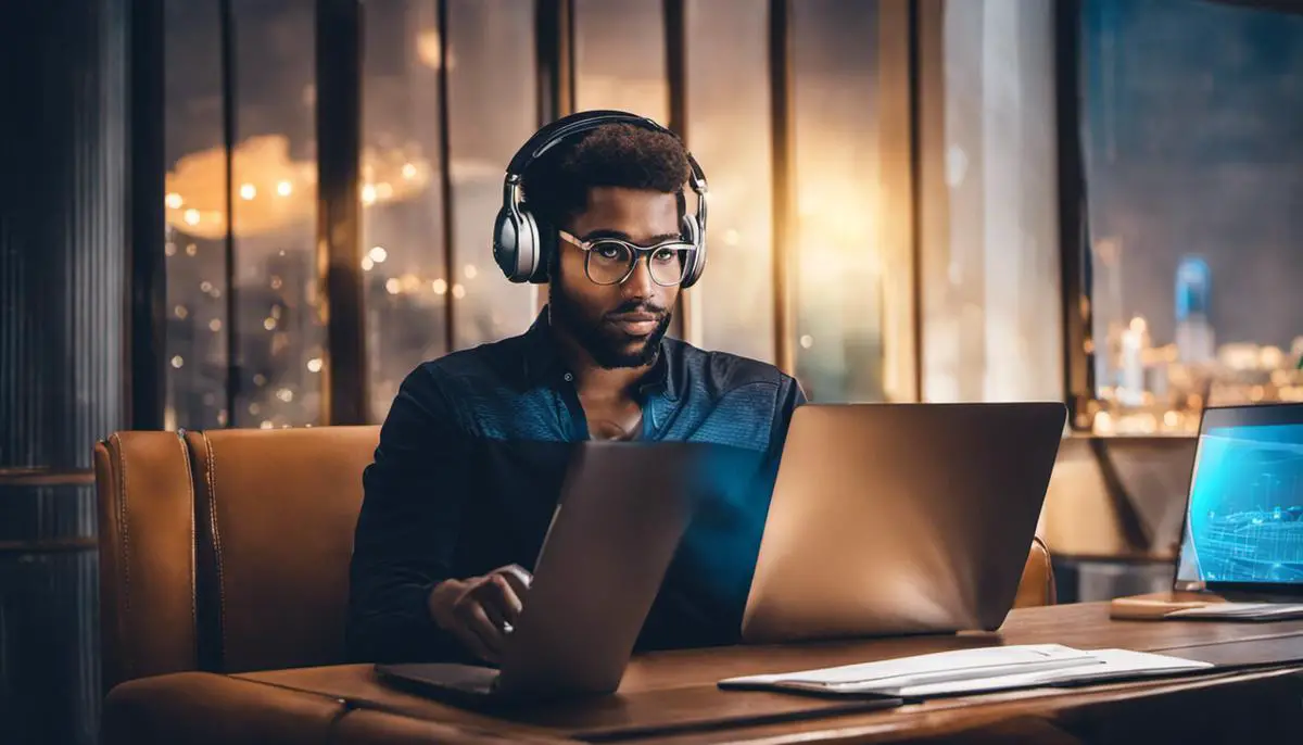 Image of a person working remotely on a laptop, symbolizing remote IT support jobs.