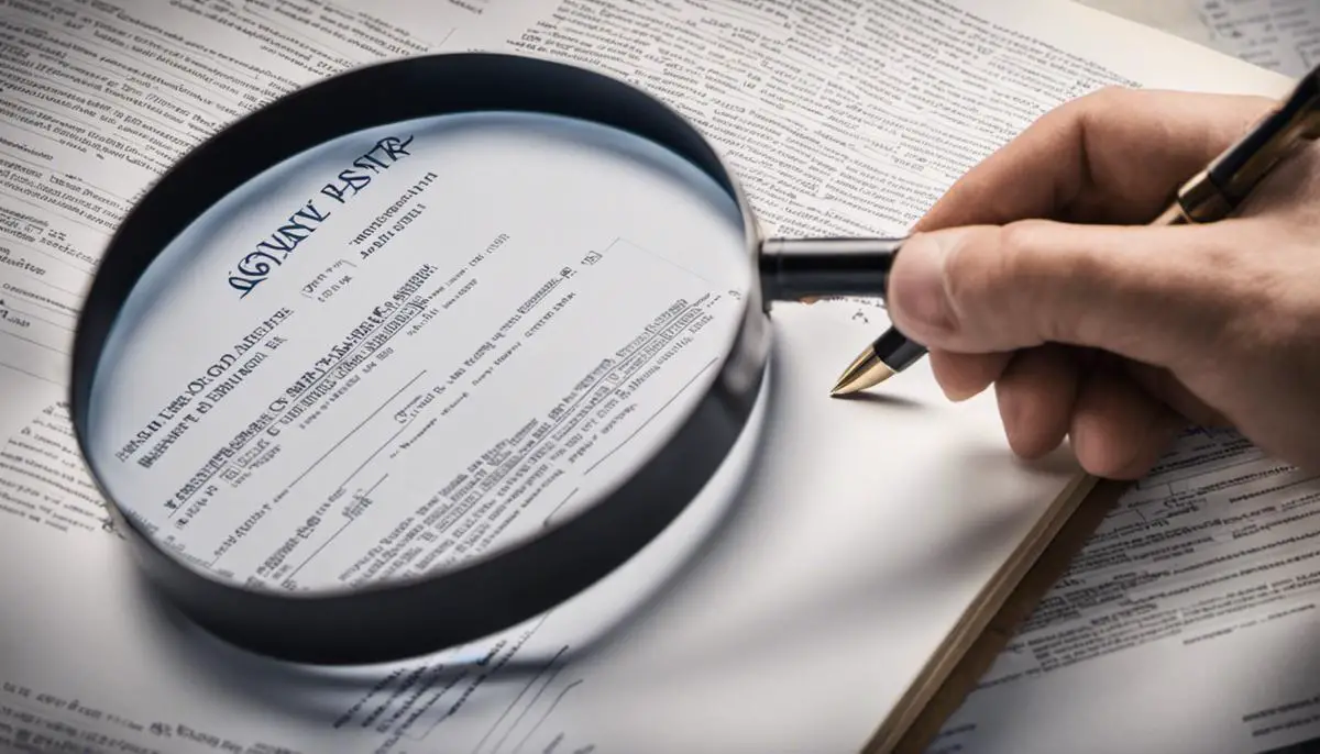 Image depicting a person reviewing a cover letter with a magnifying glass