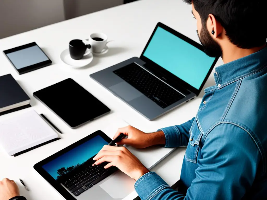 Image of a person working on a laptop representing freelance work